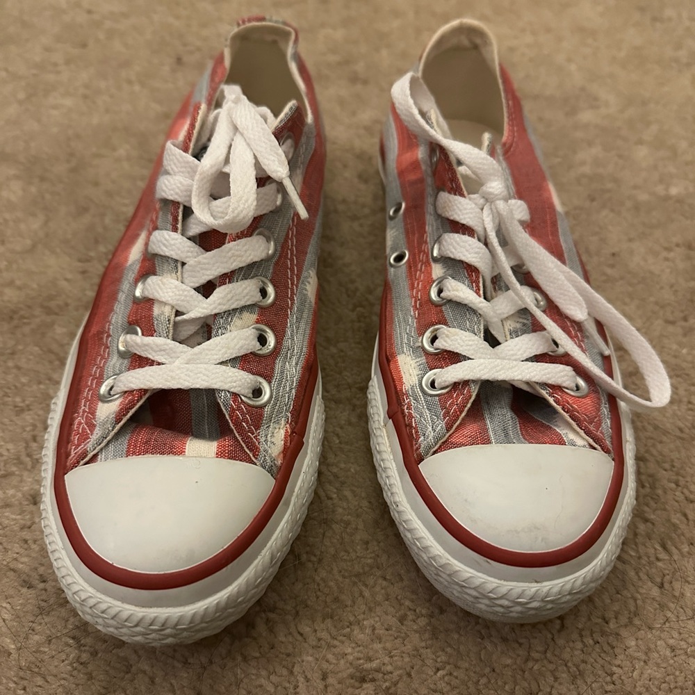 Converse red white and blue low tops